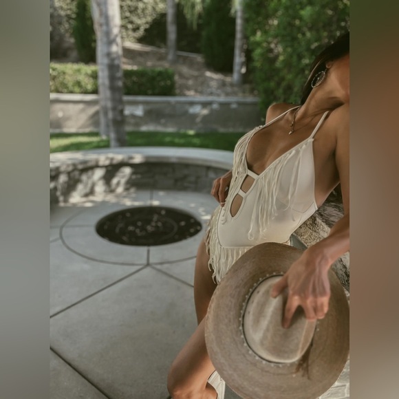 NWT Jasmine Romero The Fringe One-Piece Swimsuit and/or Bodysuit, Cloud - Picture 2 of 14
